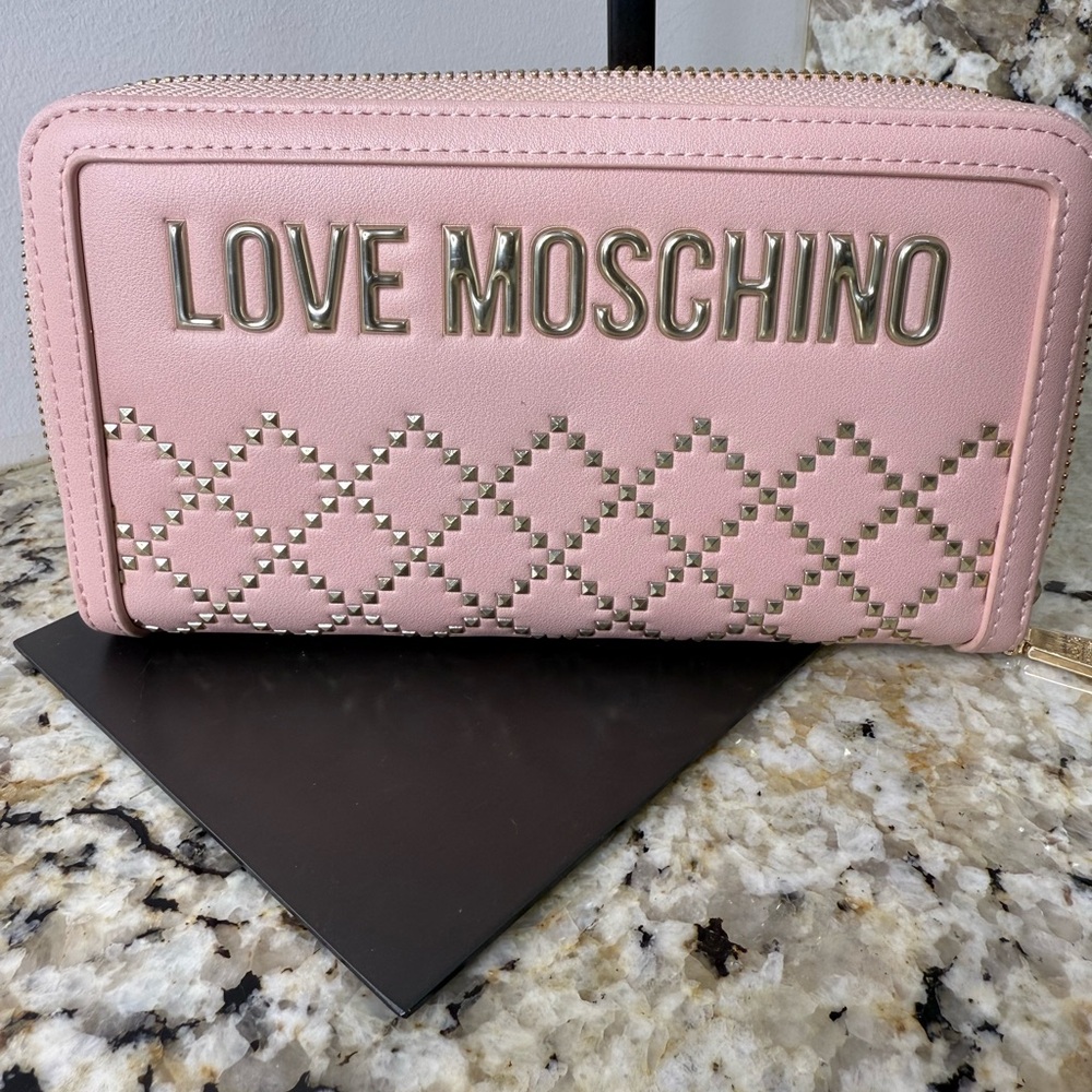 Love Moschino Portafogli Pu Rosa Zip Around Wallet Like New - Picture 14 of 14